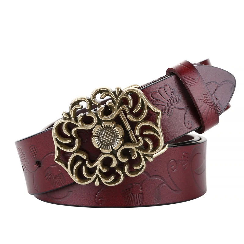 Ceinture Fleur <br> Boucle Rouge Vin