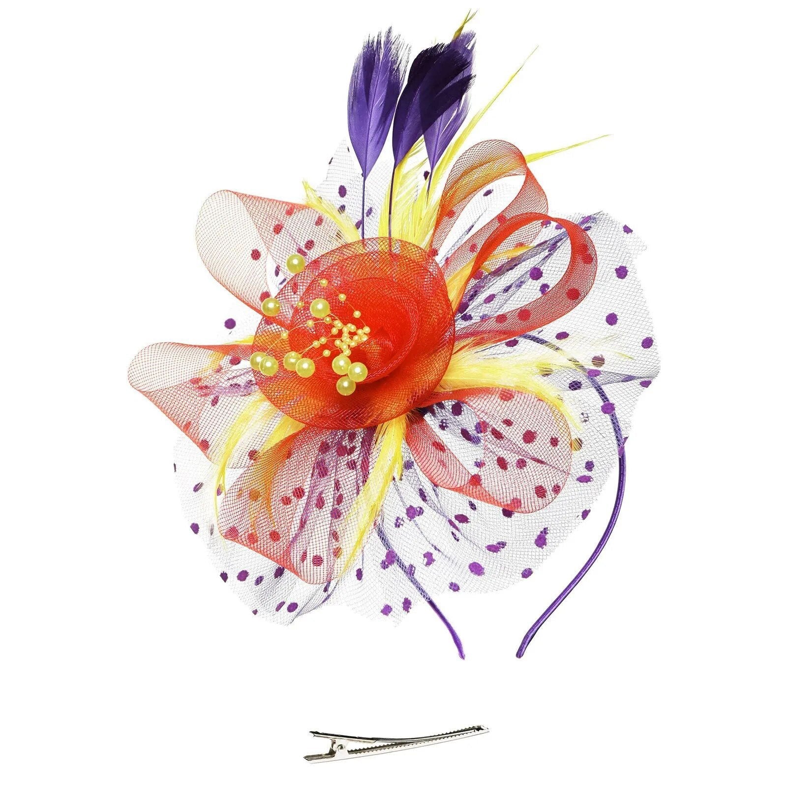 Chapeau Fleurie <br> Fascinateur Orange-Violet