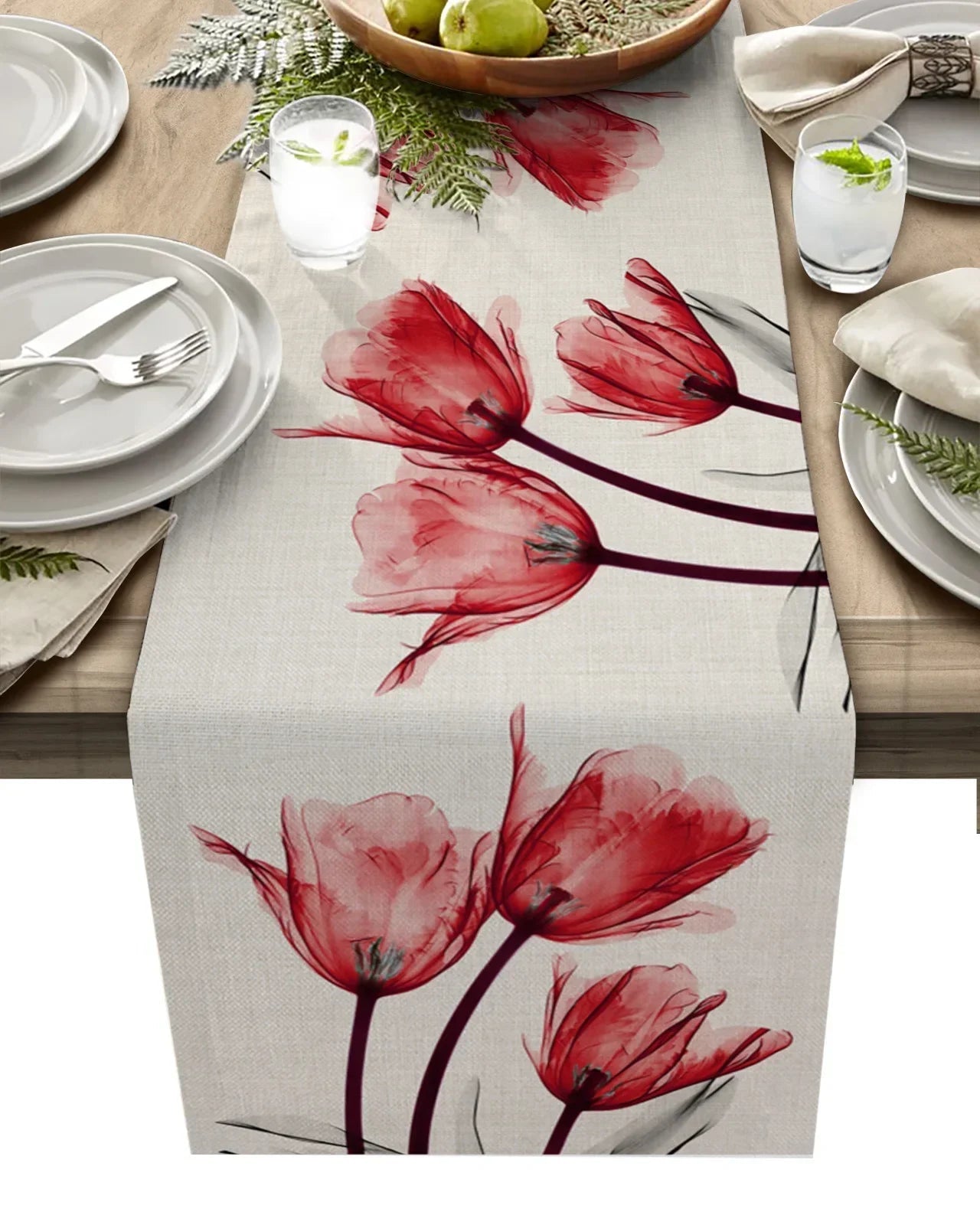 Chemin De Table <br> Fleur Rouge