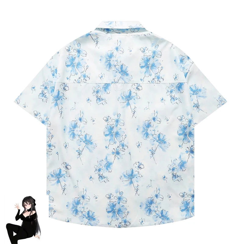 Chemise A Fleur Homme Bleu