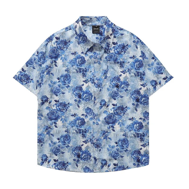 Chemise A Fleur Homme Bleu