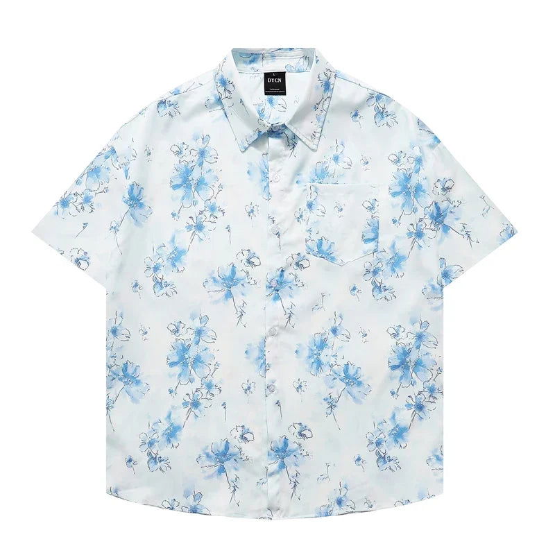 Chemise A Fleur Homme Bleu