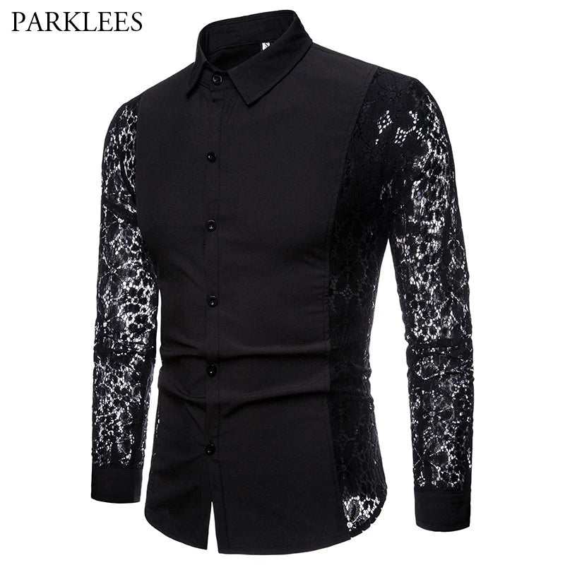 Chemise A Fleur Homme Noire