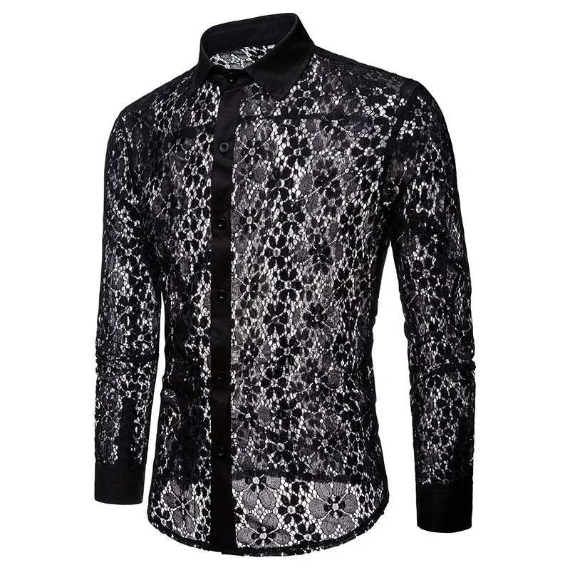 Chemise A Fleur Homme Noire