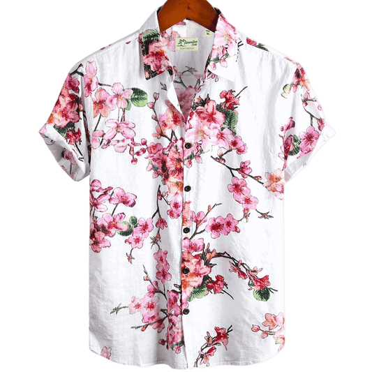 Chemise A Fleur Homme <br> Branche Rose