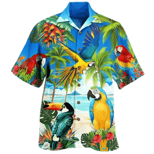 Chemise A Fleur Homme <br> Hawaïenne Oiseaux