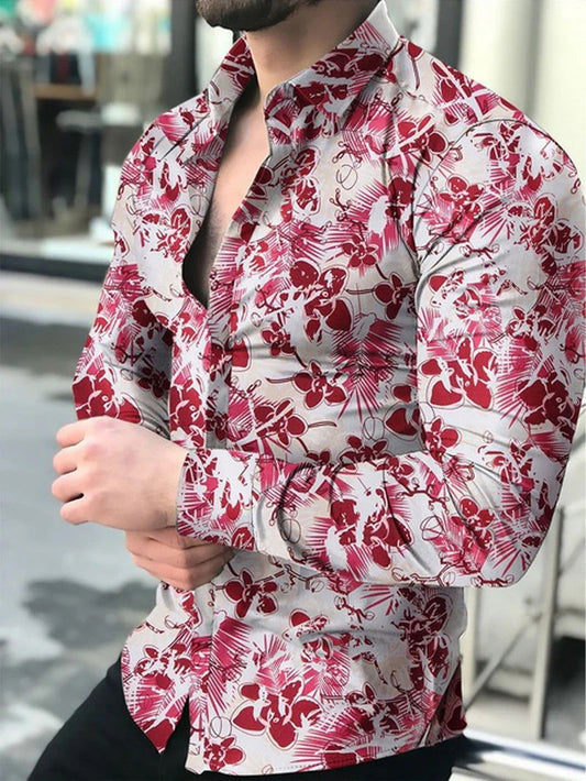 Chemise A Fleur Homme <br> Longue Rose