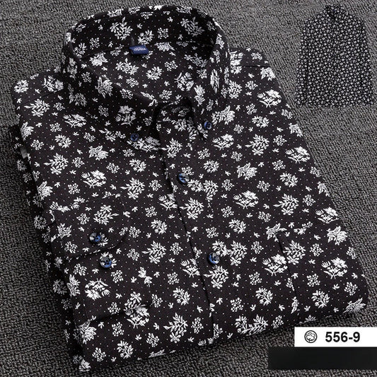 Chemise A Fleur <br> Homme Coton Noir