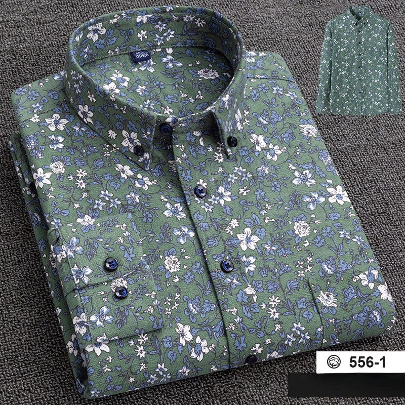 Chemise A Fleur <br> Homme Coton Vert