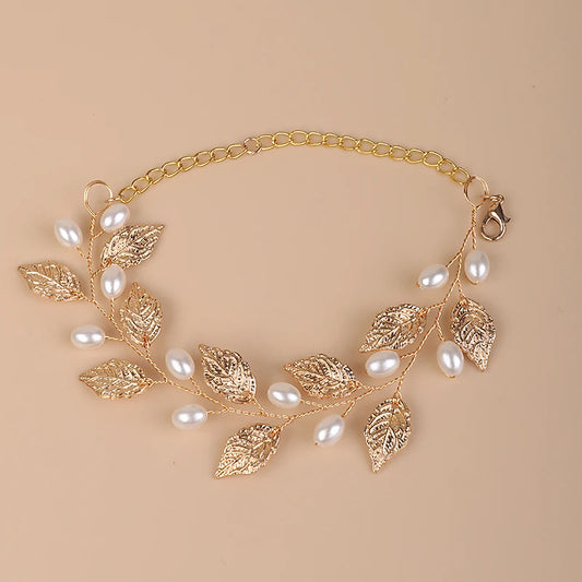 Bracelet Fleur <br> Perle Doré