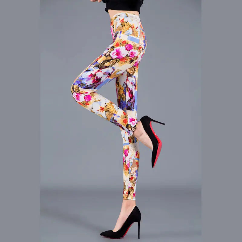 Legging Fleuri <br> Femme Rose Coloré