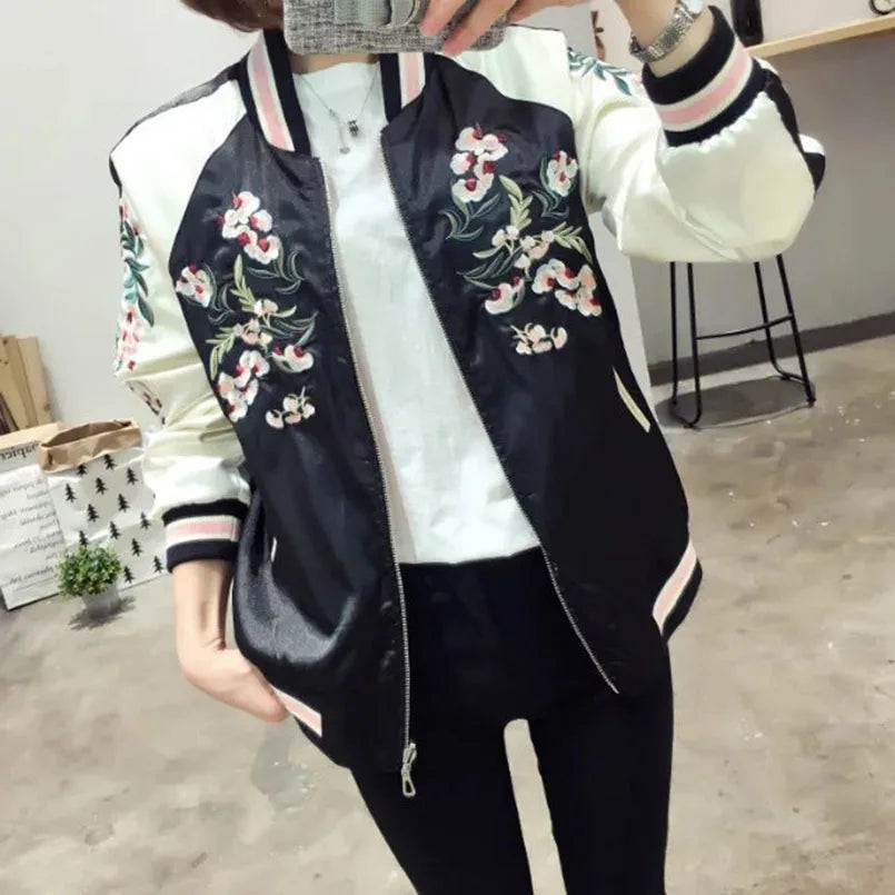 Blouson Bomber Femme Fleuri