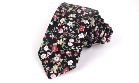 Cravate A Fleurs  Noir Coloré