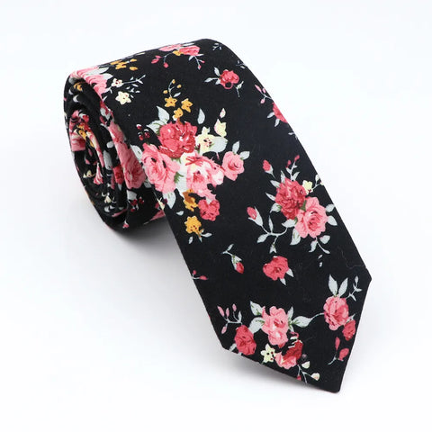 Cravate Fleurie  Noir Epuré