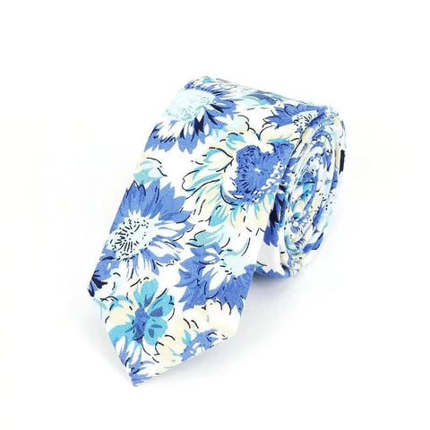Cravate Fleurie  Mélange Bleu