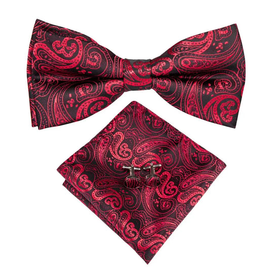 Noeud Papillon Fleuri <br> Rouge Bordeaux