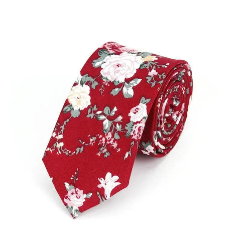 Cravate Fleurie  Rouge Design