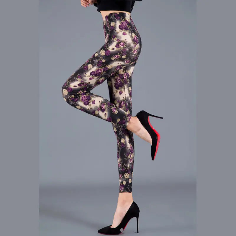 Legging Fleuri <br> Femme Beige