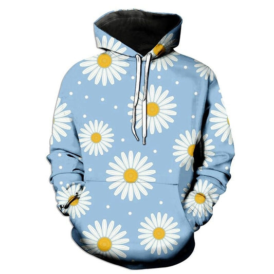 Pull Fleuri <br> Marguerite Réaliste Bleu