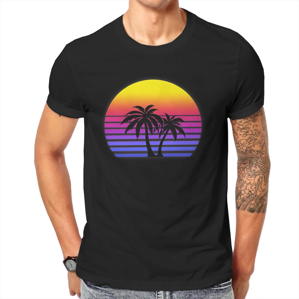 T-Shirt Fleuri <br> Palmier Crépuscule