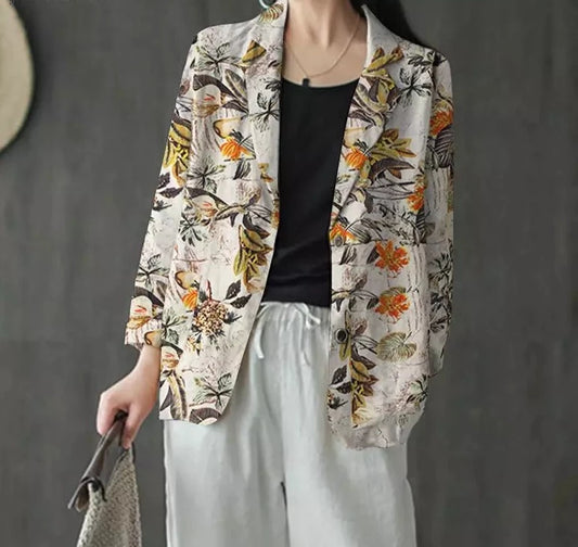 Blazer Fleuri <br> Naturel