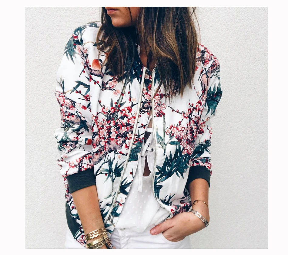 Veste Bomber A Fleurs