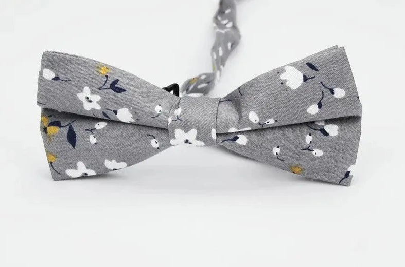 Noeud Papillon Fleuri <br> Gris Classe