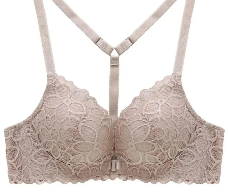 Soutien Gorge Fleuri <br> Dentelle Beige