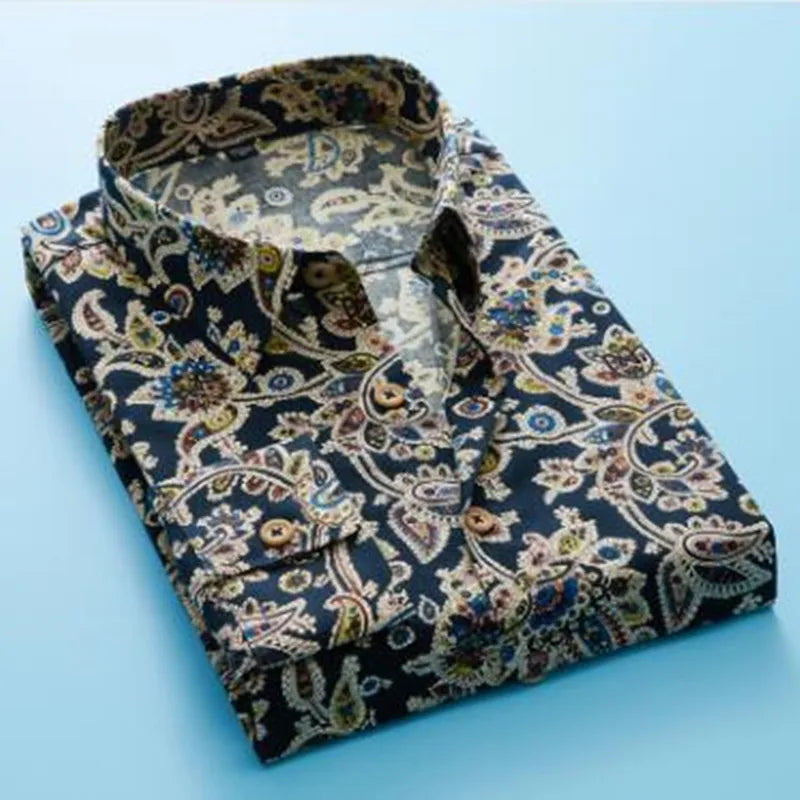 Chemise A Fleur Homme <br> Longue Doré