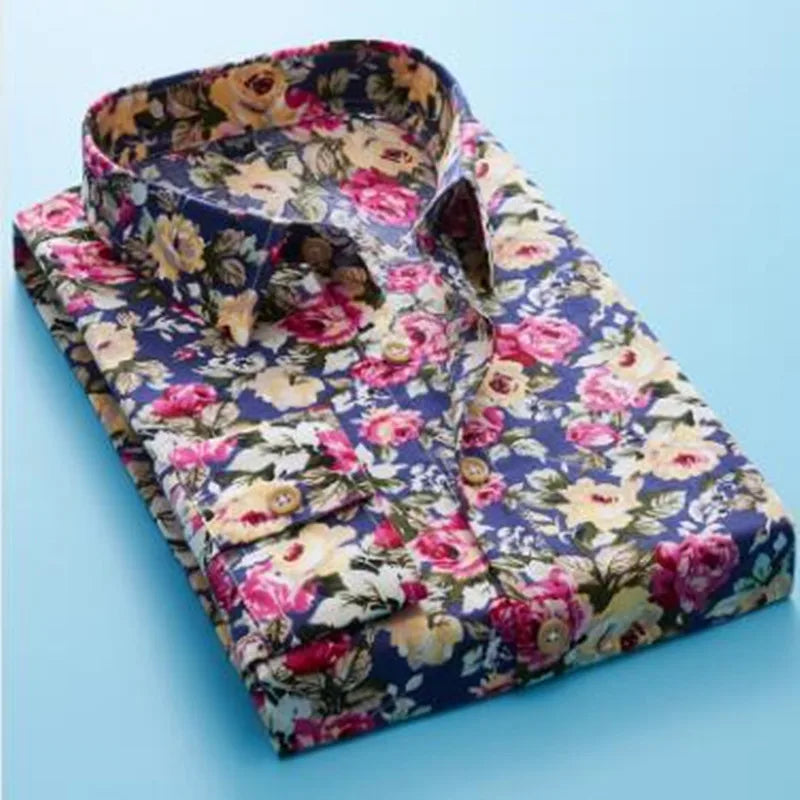 Chemise A Fleur Homme <br> Longue Coloré