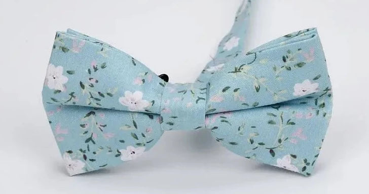 Noeud Papillon Fleuri <br> Bleu Cartoon Réaliste