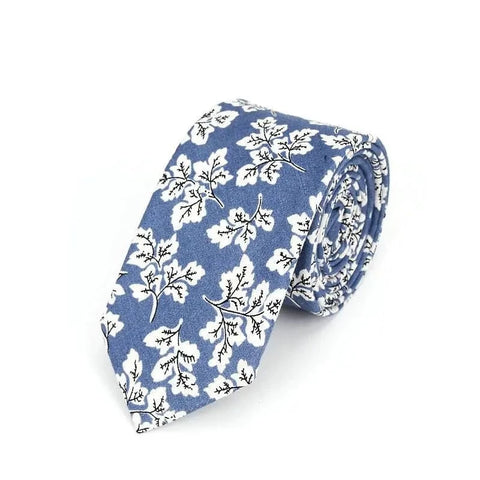 Cravate Fleurie  Bleu Epuré