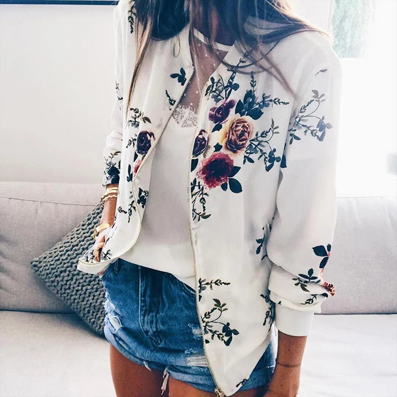 Veste Bomber A Fleurs