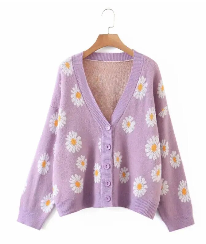 Cardigan Fleur <br> Marguerite Violet