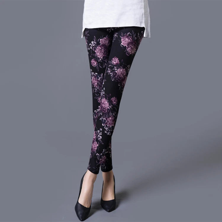 Legging Fleuri <br> Femme Noir