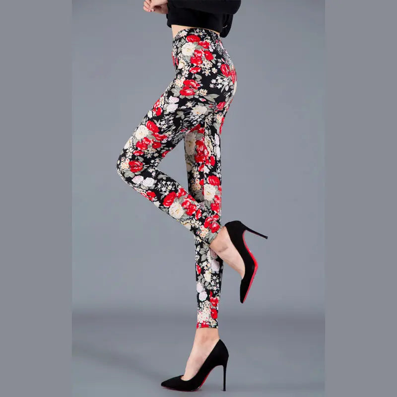 Legging Fleuri <br> Femme Rouge