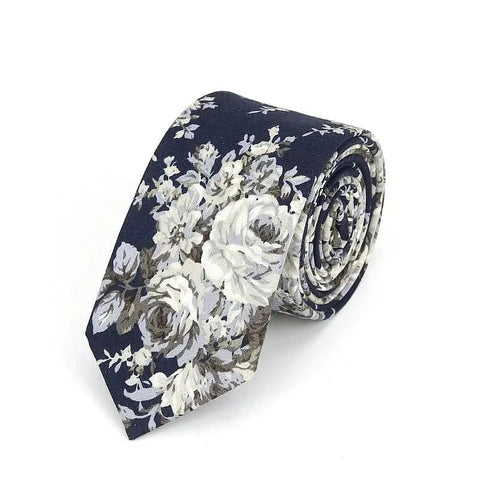 Cravate Fleurie  Bleu Marine
