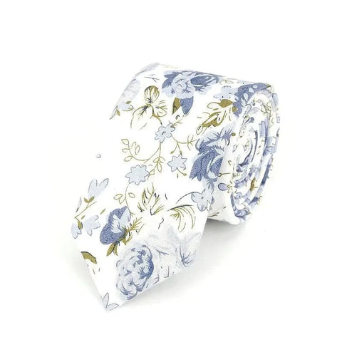 Cravate Fleurie  Blanche Design