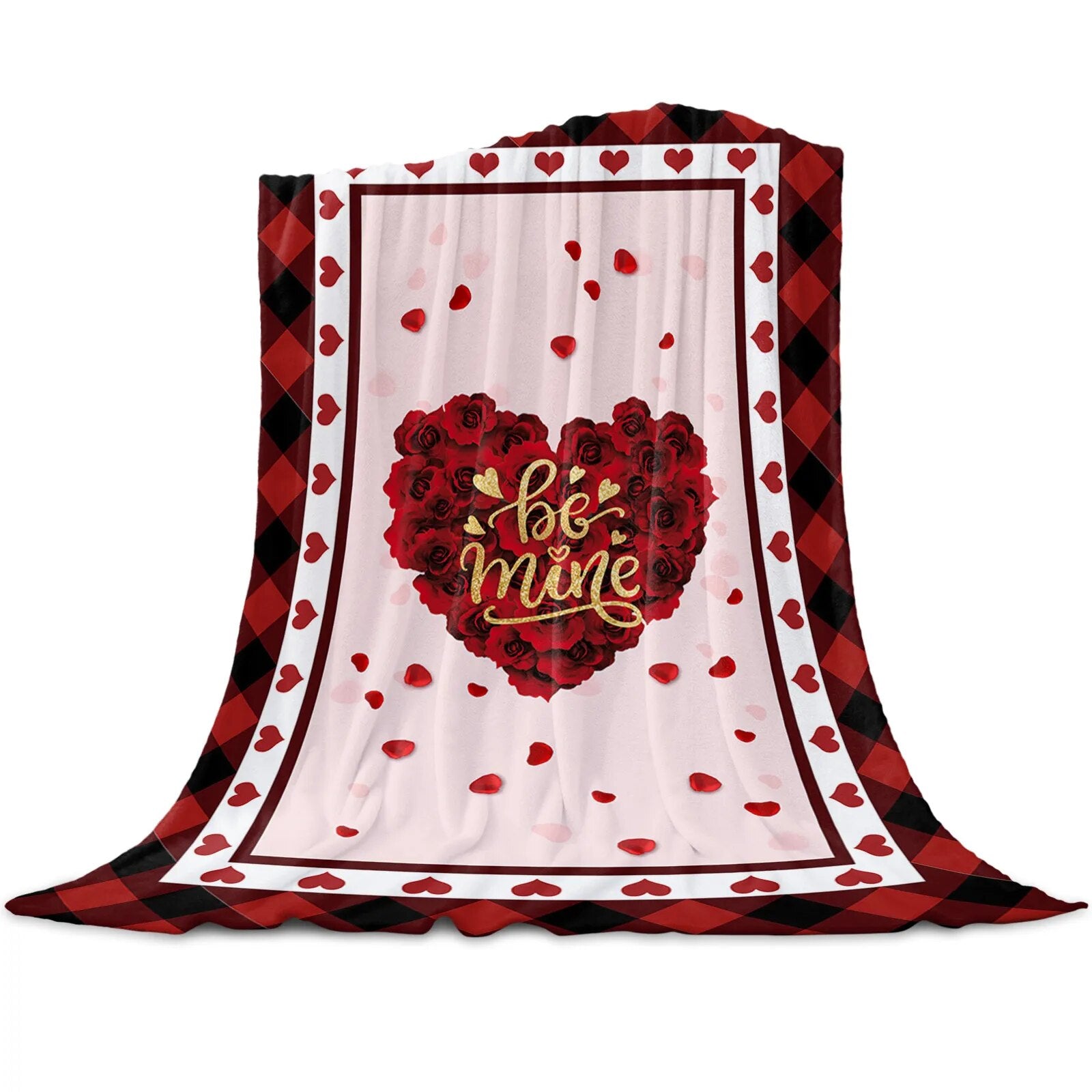 Plaid Fleuri <br> Coeur Rose Amour