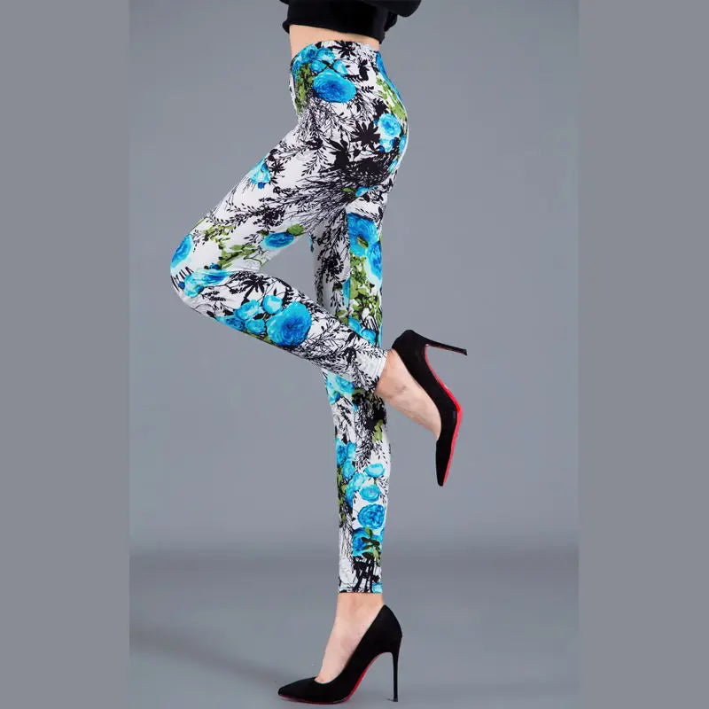 Legging Fleuri <br> Femme Bleu