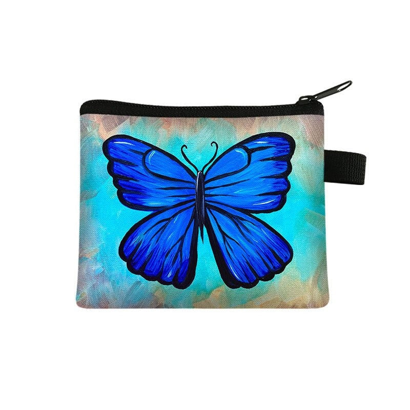 Portefeuille Fleuri <br> Design Papillon Bleu