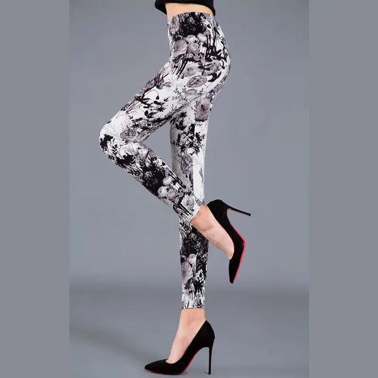 Legging Fleuri <br> Femme Gris