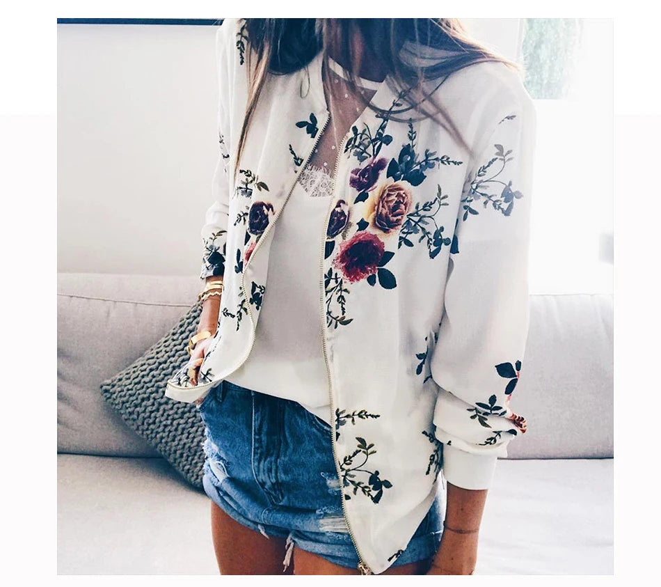 Veste Bomber A Fleurs