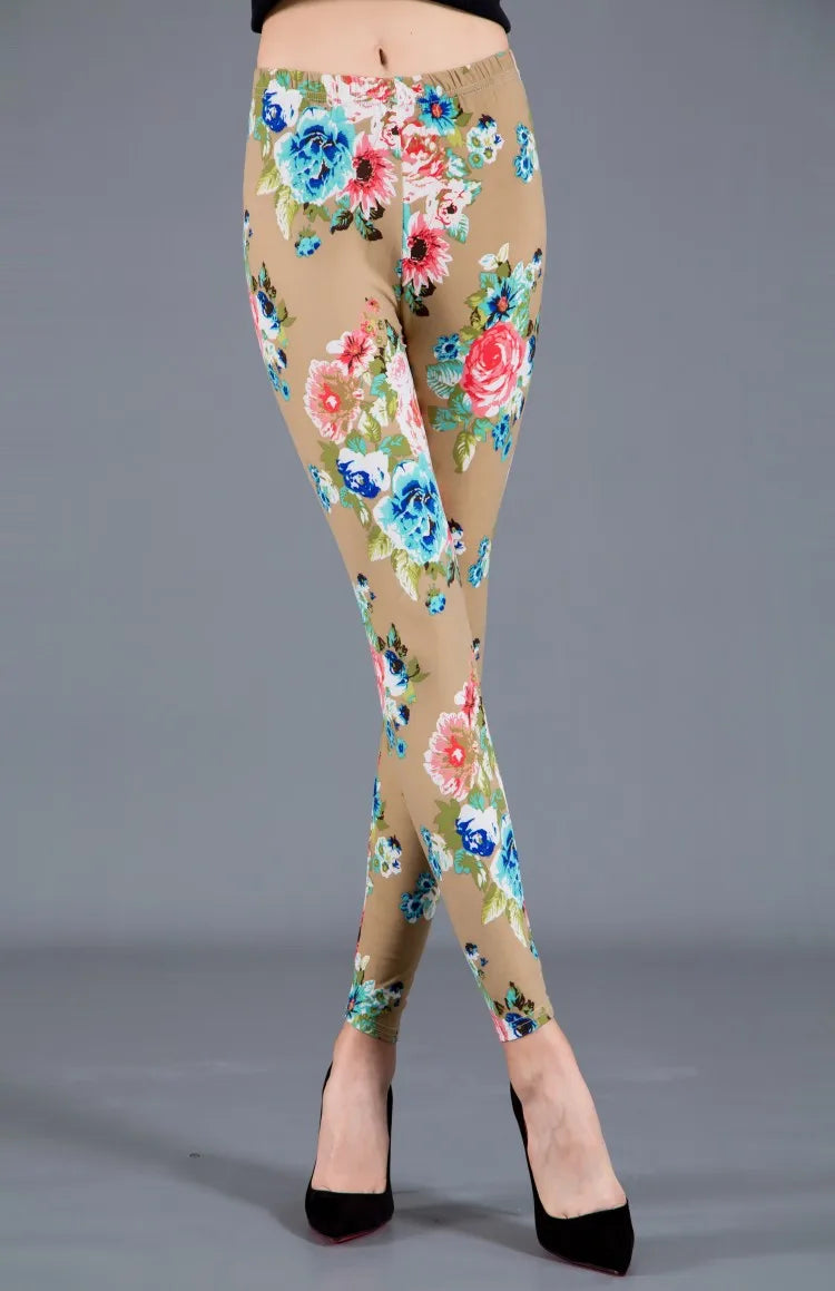 Legging Fleuri <br> Femme Beige