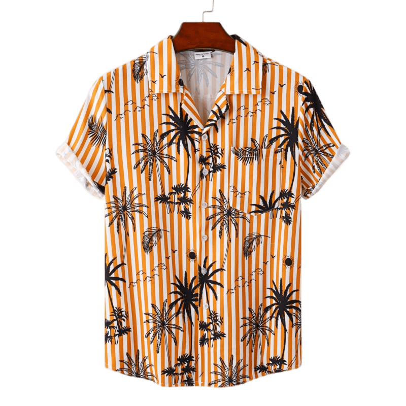 Chemise A Fleur <br> Palmier Orange