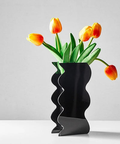 Vase Fleur  Abstrait Noir