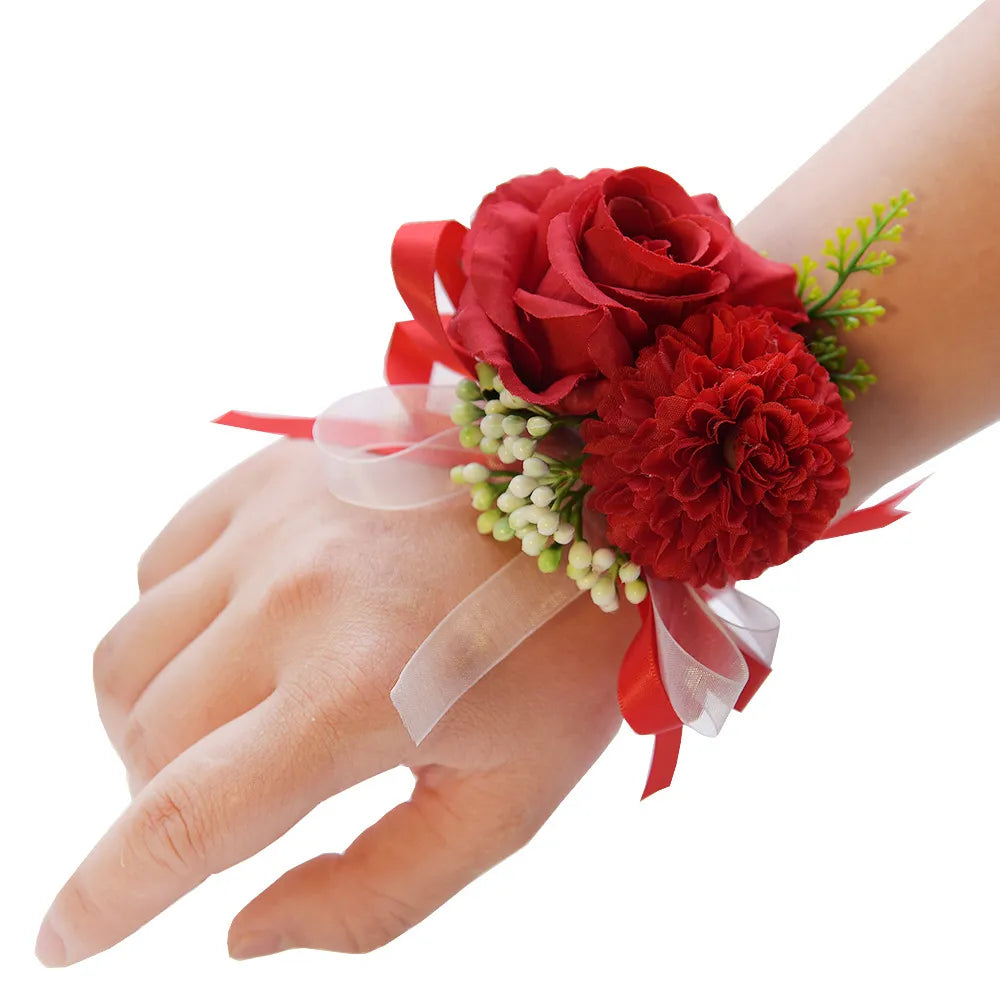 Bracelet Fleur <br> Mariage Rouge