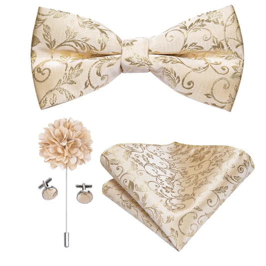 Noeud Papillon Fleuri <br> Beige Design