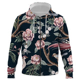 Pull Fleuri  Rose Arbre Noir