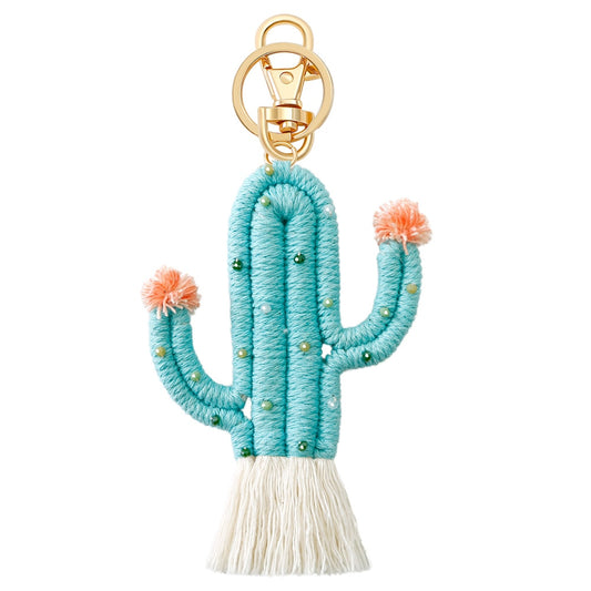 Porte Clé Fleur <br> Cactus Bleu